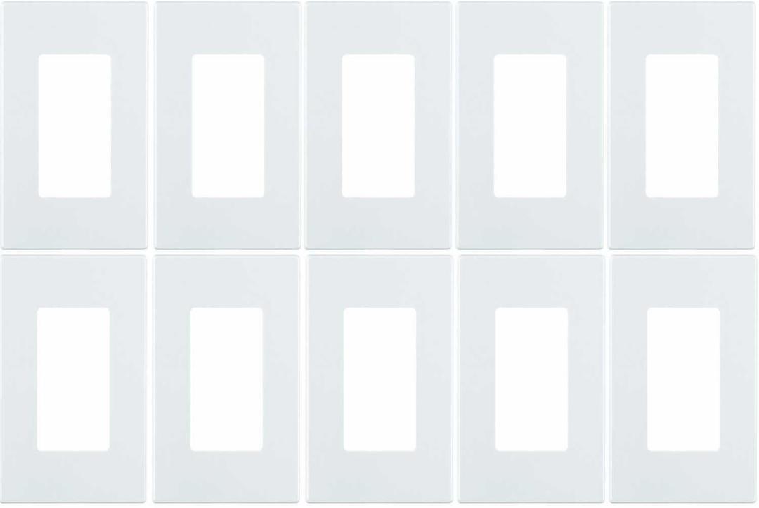 Leviton 80301-SW 1-Gang Decora Plus Wallplate Screwless Snap-On Mount (10 Pack, White)
