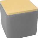 Factory Direct Partners FDP Pro Series Upholstered 18"x18" Square Ottoman Table, 18" Height; Collaborative Commercial Furniture for Hotel Lobby, Office, Restaurant, Waiting Room -Slate Gray/Maple