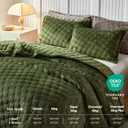 WARMDERN Olive Green Velvet Quilt Set Oversized King, Luxury Geometric Check Pattern Quilts Set, Soft Lightweight Bedspread & Coverlet, Milk Velvet Bedding Set with 2 Pillow Shams, 120" x 98"