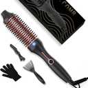 Thermal Brush, 1.5 Inch Heated Round Brush Double Voltage 100-240V,Heated Curling Iron with 5 Temps Setting 266-410F, Ceramic Tourmaline Ionic Hair Curlers,Curling Iron for Short Hair