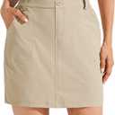 Willit Women's Skorts Golf Casual Skort Skirts UPF 50+ Quick Dry Zip Pockets Outdoor Hiking (Khaki)