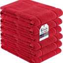 Homaxy 100% Cotton Kitchen Towels 18"x28", 6 Pack Large 380 GSM Dish Towels, Soft and Absorbent Kitchen Hand Towels with Terry Grid Design, Utility Tea Towel Set with Hanging Loop, Red