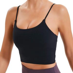 Lemedy Women Padded Sports Bra Fitness Workout Running Shirts Yoga Tank Top (Black, L)