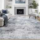 9x12 Area Rugs for Living Room Washable: Abstract Large Rug for Dining Room Bedroom Carpet Non Slip 9 by 12 Indoor Modern Nursery Home Office Blue Grey