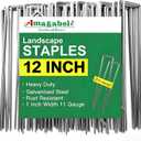 AMAGABELI GARDEN & HOME 100 Pack Galvanized Landscape Staples 12 Inch 11 Gauge Garden Staples Garden Stakes Plant Cover Stakes U-Shaped Landscape Stakes Landscape Pins for Weed Barrier Fabric