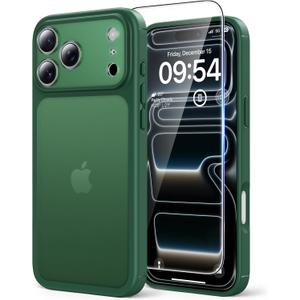 TAURI for iPhone 17 Pro Max Case, Full Camera Protection with Screen Protector, Translucent Matte Military-Grade Protection Shockproof Slim Phone Case for iPhone 17 ProMax, Matte Green