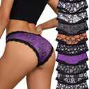 Morvia 10pcs Women's Gothic Contrast Lace Halloween Skull & Rose Print Hipster Panties Assorted Styles (Medium, Multicolor 3)