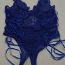 Avidlove Lingerie for Women Sexy Lace Bodysuit Teddy One Piece Lingerie Lace-up Back Cut Out Lingerie Medium Blue