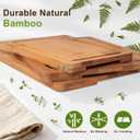 Cutting Board Set with Holder, Space Saving Kitchen Bamboo Chopping Boards, Build in Juice Groove and Grip Handle, Durable Wooden Serving Board for Meal Prep & Charcuterie, Gift Idea