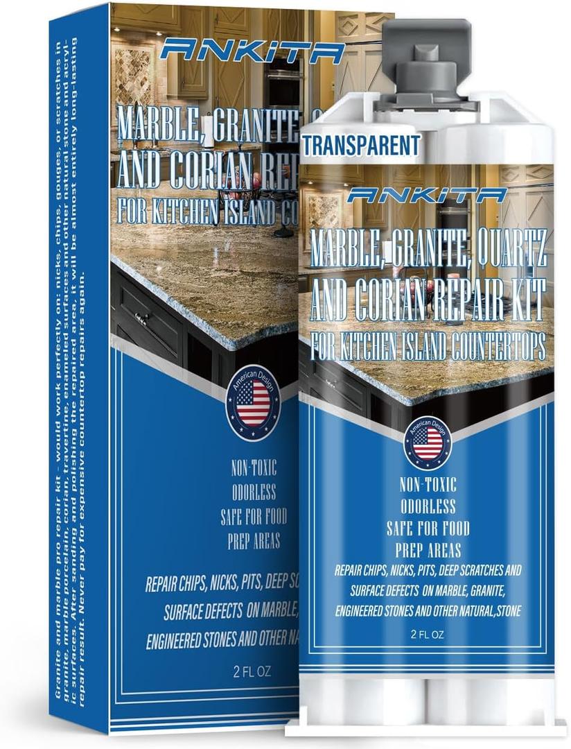 Ankita Quartz Countertop Repair Kit(Transparent)Granite Repair kitMarble Repair KitMatch Any Color of GraniteMarble PorcelainCorianTravertineQuartz & Other Natural Stone & Acrylic Surface (No. 02 Transparent)