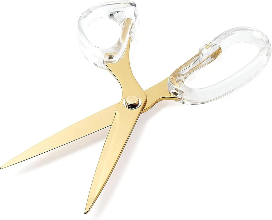 OfficeGoods 9 Stainless Steel Acrylic Scissors for Office and Home - Aesthetic and Sharp All Purpose Scissors, Perfect for Sewing, Arts and Crafts - Gold