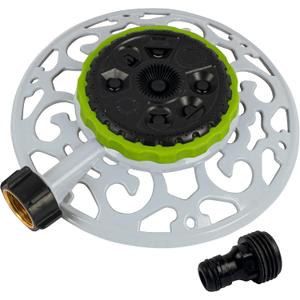 Hourleey Adjustable Turret Metal Sprinkler, 8 Mode Fixed Lawn Sprinkler for Yard with Hose Quick Connect Product Adapter for Garden Watering Irrigation