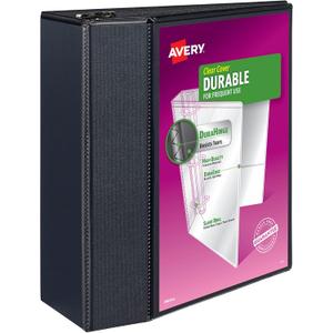 Avery(R) Durable View 3 Ring Binder, 5 Inch EZD Rings, 1 Black Binder (09900)