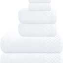 MyOwn Premium Cotton 6 Pack Towel Set for Bathroom, Contains 2 Bath Towels 28x55 inch, 2 Hand Towels 16x24 inch & 2 Wash Coths 12x12 inch, Ideal Everyday use, Compact & Lightweight - White