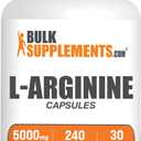 BulkSupplements.com L-Arginine Capsules - Arginine Supplement, Nitric Oxide Supplement - Gluten Free, 8 Capsules per Serving (5000mg), 240 Count (Pack of 1)