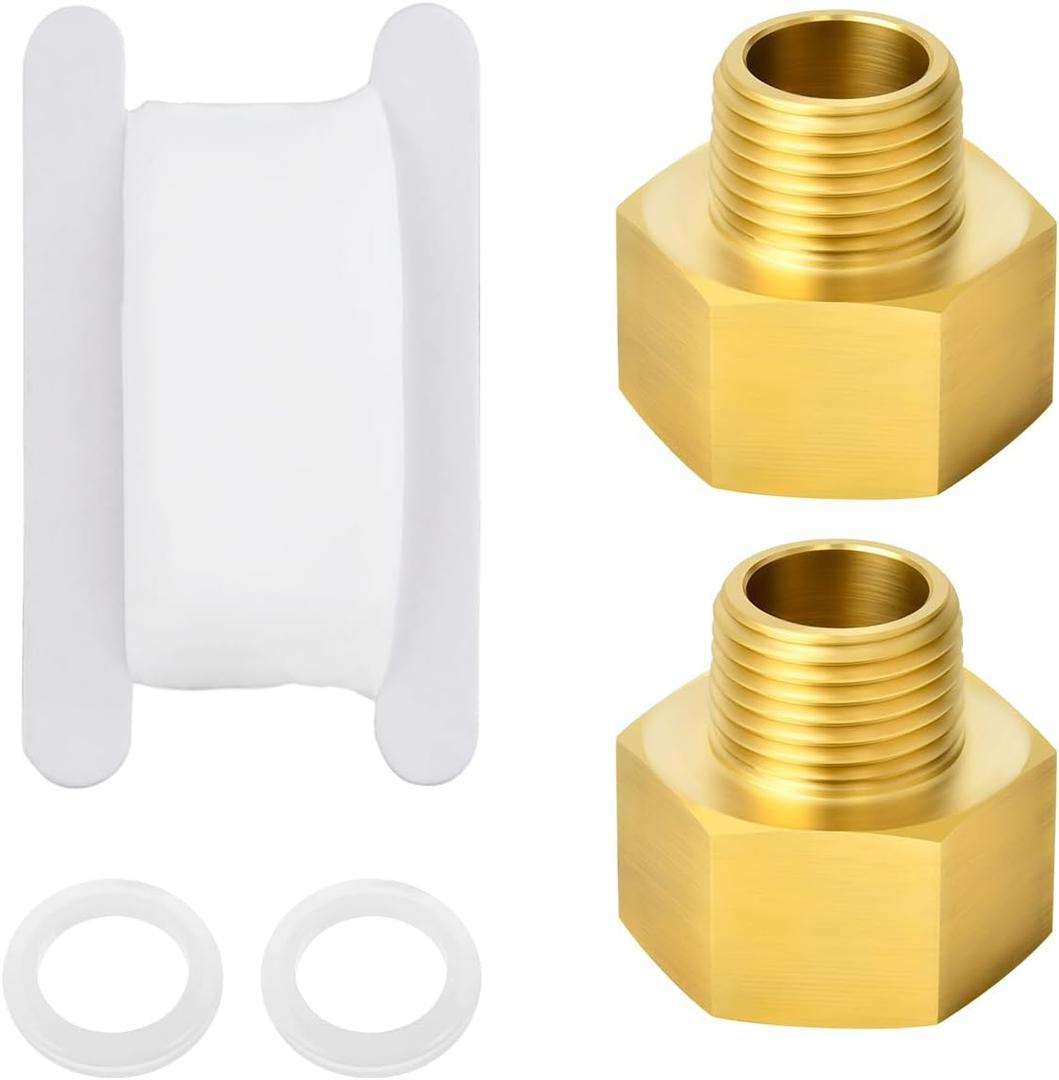 2PCS Brass Pipe Fitting 3/4 to 1 inch Adapter, 3/4" NPT Male to 1" NPT Female Thread Reducer Adapter with Plumbers Tape DN20 to DN25