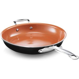 Gotham Steel Non Stick Frying Pan, 12.5 Ceramic Frying Pan Nonstick, Long Lasting Nonstick Cooking Pan with Helper Handle / Stay Cool Handle, Ultra-Durable, Dishwasher / Oven Safe, 100% Non Toxic