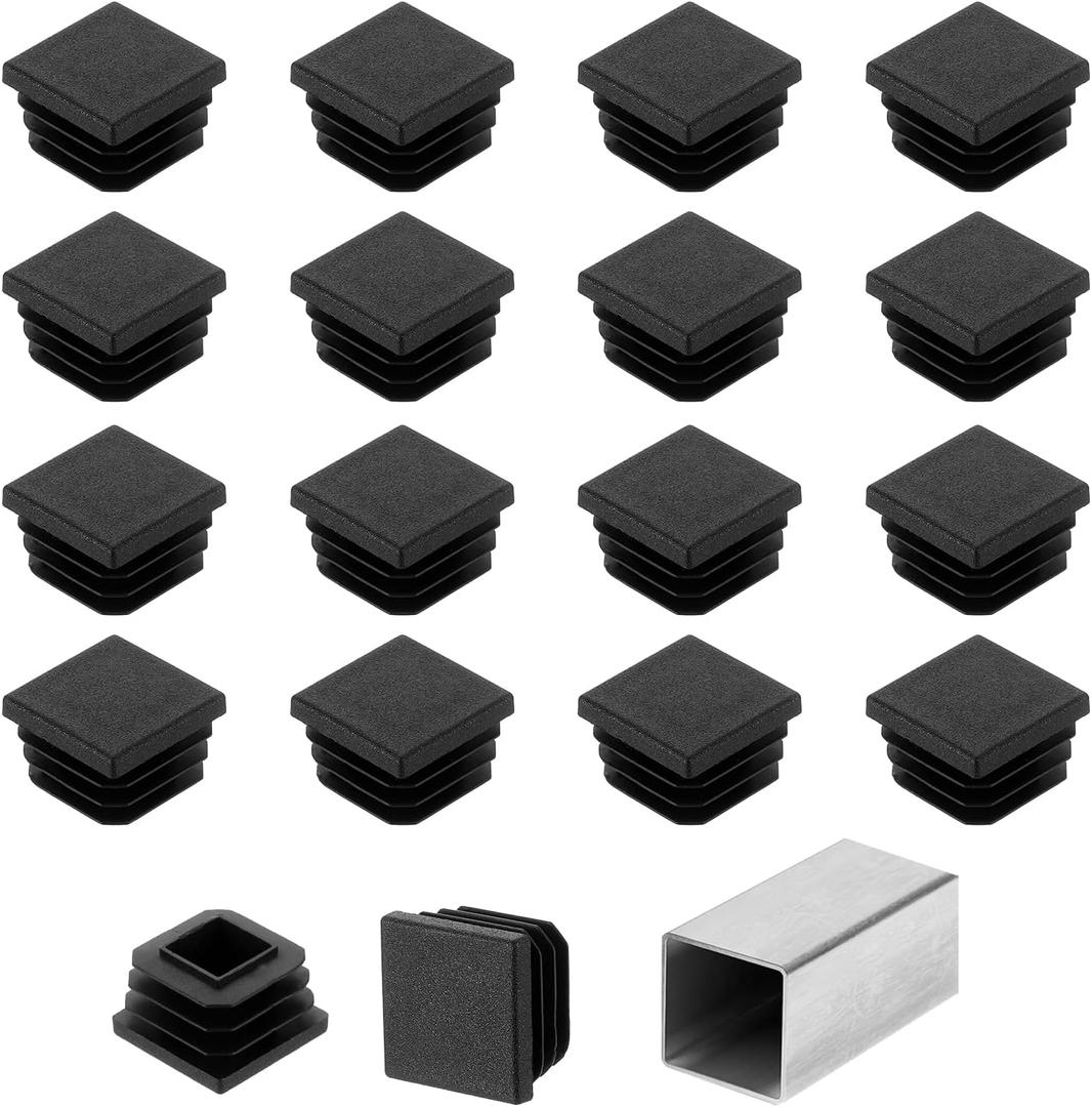 uxcell 1" (25mm) Square Tubing End Caps, 50 Pcs Plastic Hole Plugs Insert End Cap for Metal Tubing Post Chair Leg Table Bookshelves Furniture, Black