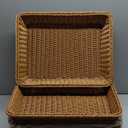 Irenare 6 Pack Wicker Bread Basket 17.7 Inch Woven Bread Serving Baskets for Gifts Poly Rattan Fruit Tabletop Food Trays for Display Vegetables Restaurant Kitchen Snacks