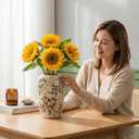 8.66" Handcrafted Ceramic Vase, Ceramic Floral Vase, Ceramic Vase for Flowers, Home Decor for Living Room, Bookshelf, Table, and Kitchen (Green Beige)
