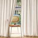 MIULEE Non-See-Through Privacy Linen Curtains 2 Panels, Light Filtering Window Curtains Farn House Textured Back Tab Semi Sheer Drapes for Bedroom Living Room, 52 x 90 Inches Long, Birch