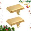 Christmas Stocking Holder Bases - Mantel Stocking Hangers Hanging Hooks for Fireplace Stand Hanger Holder Weighted Hangers for Xmas Holiday Decoration (2Pack Gold, 2)