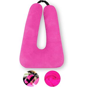 Travel Pillow, Travel Pillow for Kids, Sleeper Hold Pillow Travel, Removable U-Shaped Pillow for Adults and Children to Support Head and Body in The Back Seat of Long Car Trips (Rose Purple)