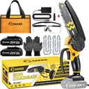 Saker Mini Chainsaw Cordless 6-Inch-Switch Security Lock-Cordless Power Chain Saws-Handheld Small Chainsaw for Cutting Wood Trimming and Woodworking- Mini Chain Saw Cordless with 2 Batteries