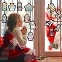 36 Sets Christmas Nativity Window Art Suncatcher Kits, Diamond Art Ornament Kits with Ropes, Gem Suncatcher Fun Gemstone Sun Catcher, Diamond Crafts Gift