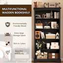 TVU 5-Tier Wooden Bookshelf, 31.5" W x 65" H 9.9" D Bookshelf with Storage, Floor Standing Modern Style Display Bookcase for Living Room, Office, Study Room, Entryway, Black