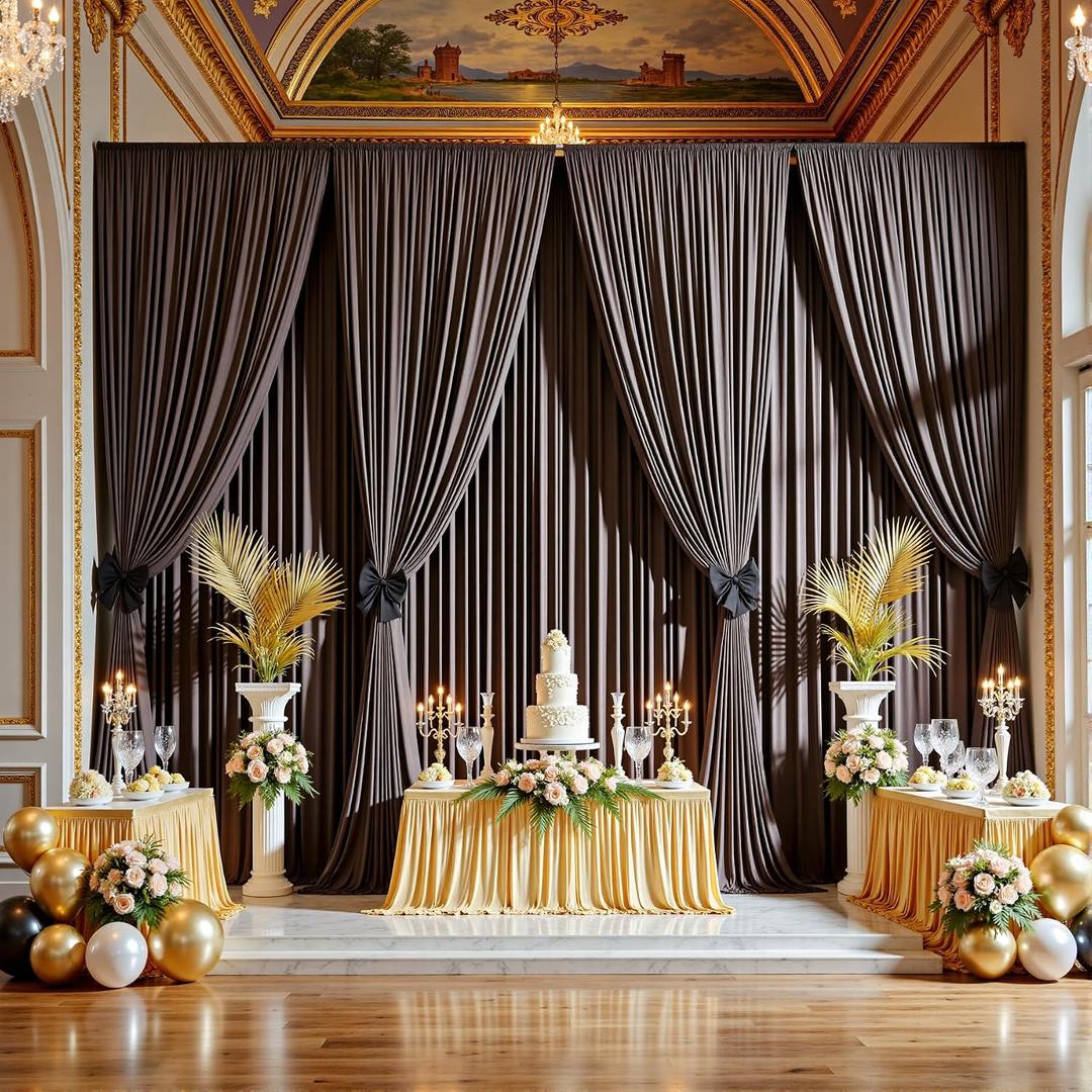 50ftx12ft Brown Backdrop Curtains for Wedding-Wrinkle Free Backdrops Curtain Drapes Fabric Decorations Photo Back Drop Cloth for Baby Shower Photography Stage Reception 10Panels 12ft(H) x 5ft(W)