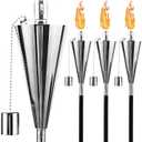 FAB BASED 4Pack Oil Torch Lamp Torch, Citronella Torches Outdoor Mosquito,Backyard Torches for Outside/Patio/Lawn/Garden/Outdoor,Silver