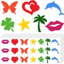 Chinco Store 210 Pieces Tanning Sunbathing Stickers Perforated Body Stickers for Self Adhesive Tanning Bed Sticker Heart Lips Stickers Butterfly Dolphin Stickers, 7 Styles (Cute Style)