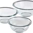 Pyrex Essentials (3-Piece) Glass Mixing Bowls Set For Prepping, Baking and Cooking, Preheated Oven, Dishwasher, Freezer, and Microwave Safe