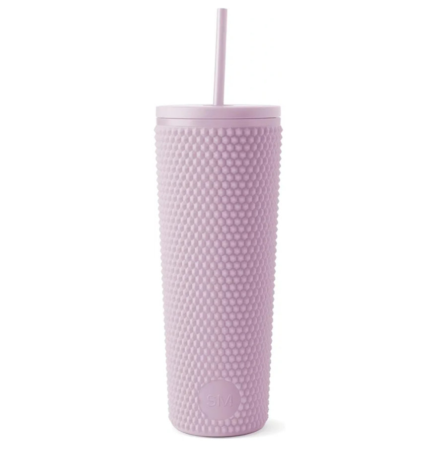 Simple Modern Plastic Matte Studded Tumbler with Lid and Straw | Reusable BPA Free Iced Coffee Cups Double Wall Smoothie Cup, Purple 