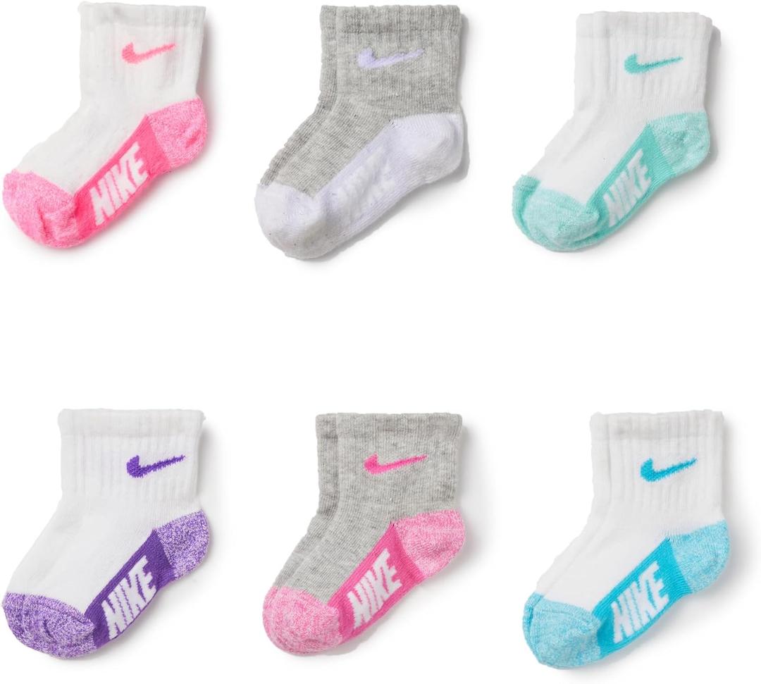 Nike Kids' 6-Pack Baby/Toddler Socks (Pink, XS)