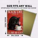 Coffee Metal Sign Funny Black Cat Decor Tall Dark And Refined Tin Signs Wall Decor For Home Cafe Kitchen Bar Living Room Office 12 * 8In