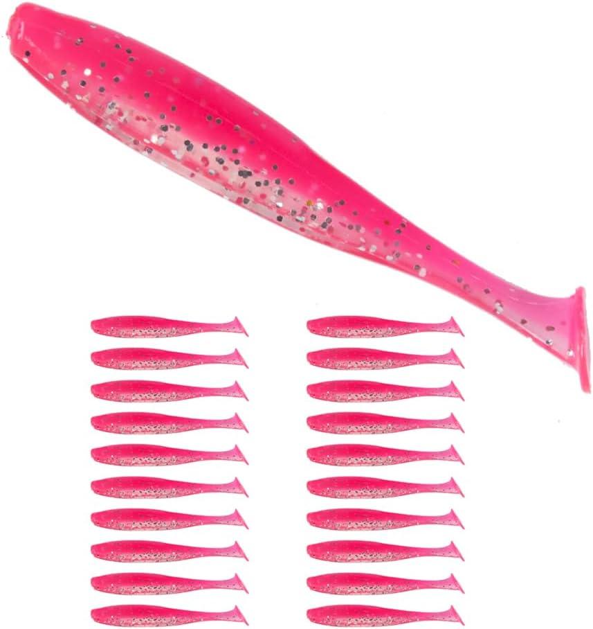 3 x Fishing Soft Plastic Lures 20pcs 3" Paddle Tail Lures for Freshwater and Saltwater Bass Lures (red)