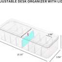 Yesesion Clear Plastic Cable Organizer Box with Adjustment Compartments, Desk Accessories Storage Case with Lid and 10 Wire Ties for Drawer, Office, Art Supply, Electronic Management