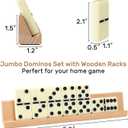 Jumbo Dominos Set for Adults with 4 Wooden Racks/Trays, Double 6 Dominoes Travel Set with Portable Case Double Six Dominoes Set with 4 Tiles Holders, 28 Tiles Dominos Set for Family Board Games