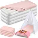 Windyun 4 Sets Kids Air Mattress Bulk with Fitted Sheet,Toddler Inflatable Bed 63 x 27 x 8 Inches Blow up Airbed Camping Sleeping Pad for Aged 3-10 Years Old Birthdays Slumber Sleepover Party (Pink)
