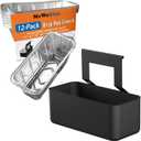 Grease Catcher for Blackstone Griddle, Grease Cup with 12 Pack Blackstone Grease Cup Liners, Smooth Face for Easy Clean (Long Type Hook)