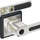 BAOLONG Door Handle Locking Lever with Modern Contemporary Square Design,Front Door Lock Entry Lever with Lock for Exterior or Interior Door Satin Nickel Keyed Lock.