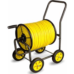 Garden Hose Reel Cart, Heavy Duty Steel Reel with Wheels, Garden Hose Holder for Outside, Backyard, or Lawn, Mobile Garden Cart Holds Up to 250 ft of 5/8