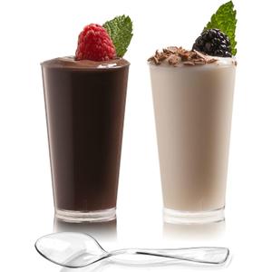 zappy 100 3 Oz Disposable Plastic Straight Wall Shooter Glasses Clear Dessert Cups and Tasting Spoons - Dessert Shooters Glasses Appetizer Bowls Trifle Bowl Tumbler Shooters 3 oz Cups & Spoons 100 Ct