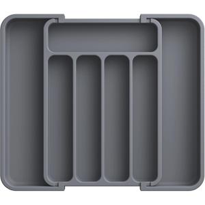 Aujen Silverware Organizer - Expandable Kitchen Drawer Organizer, Adjustable Utensil Organizer, Cutlery Tray for Forks, Knives, Multipurpose Kitchen Organizers and Storage Solution, Grey, Medium