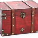 ELLDOO Vintage Treasure Chest, Pirate Keepsakes Box for Gifts, Wooden Storage Box Decorative for Jewelry Pearl Trinkets Cards, Large