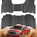 Floor Mats for Ram 2500/3500: 2019-2026 Crew Cab with Front Bench Seat, All Weather TPE Car Accessories, Rubber Truck Carpets Pickup Liners Custom Fit for Ram 2025 2024 2023 2022 2021 2020