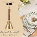 Hand Bell with Antique Brass Finish and Wooden Handle Perfect for Weddings, Schools, Games, Reception Desks, Religious Ceremonies & Events 3 Diameter, 8 Height
