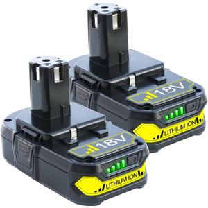 FSKE 2Pack 3.0Ah Replacement for Ryobi 18V Battery P102 P103 P104 P105 P108 P190 P189 P197 P122 PBP005 BPL-1815 BPL-1820G BPL18151 BPL1820 etc